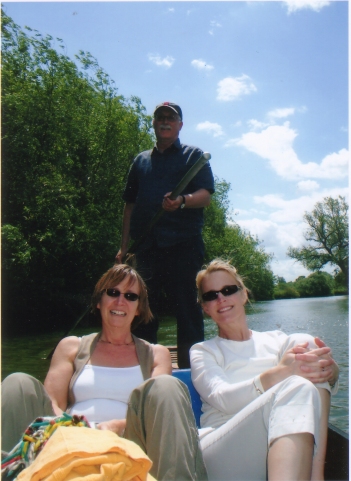 Greg, Penny and Jo punting on the River Cherwell